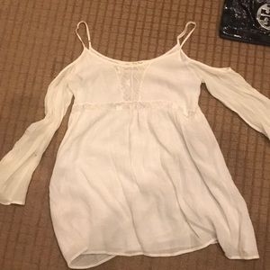 White cold shoulder swing dress